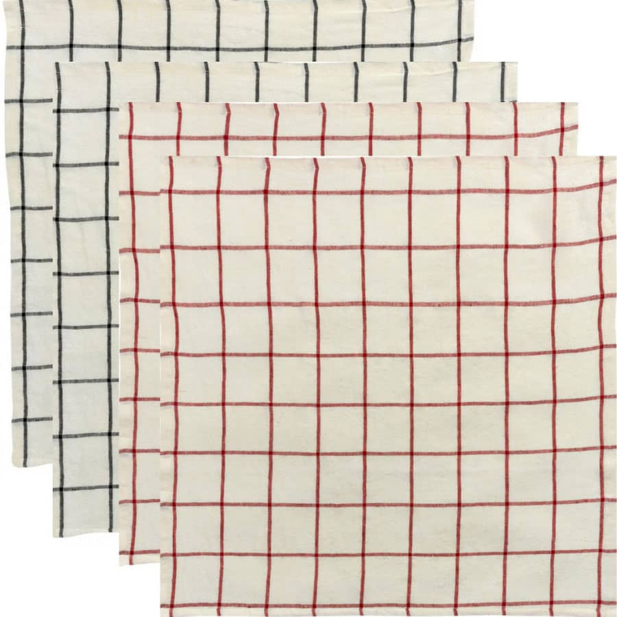 serviettes-table-carreaux-rouge-noir