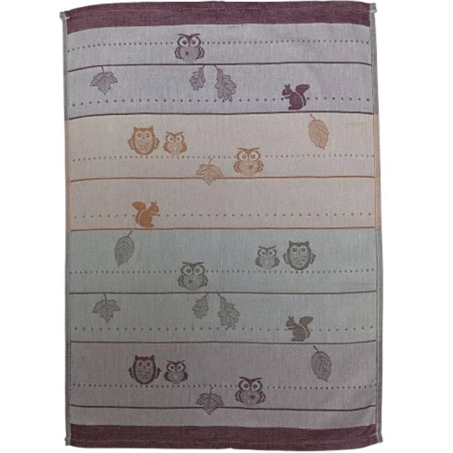 torchon-100-coton-hibou-bordeaux