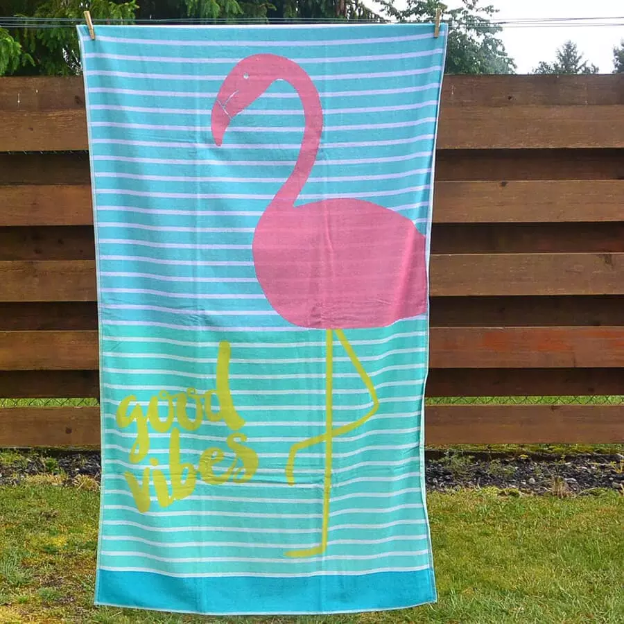 drap-de-plage-flamand-rose